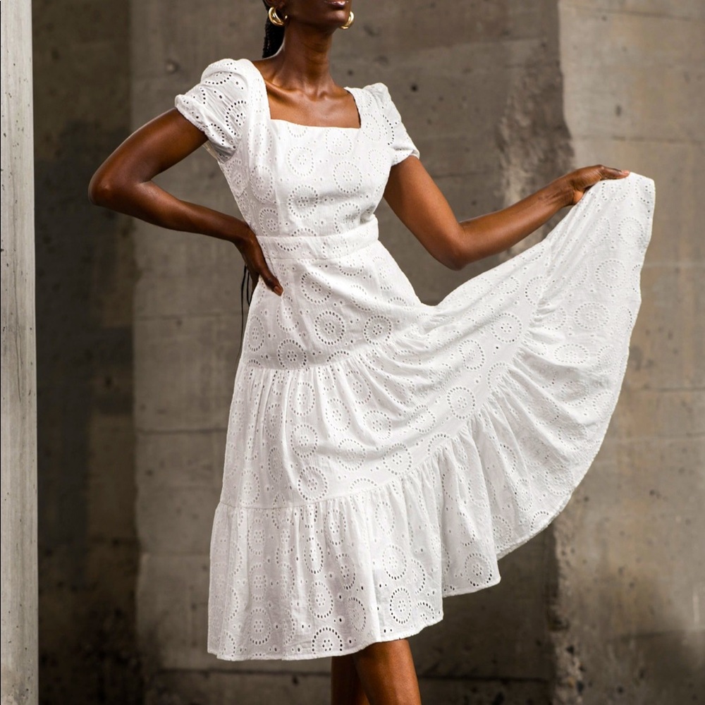Nakia White Eyelet Dress